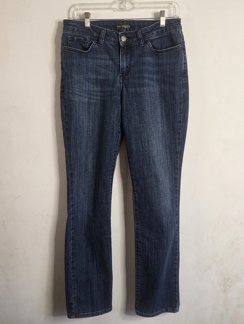 Lee Women's Regular Fit Dark Blue Straight Leg Mid Rise Long Jeans